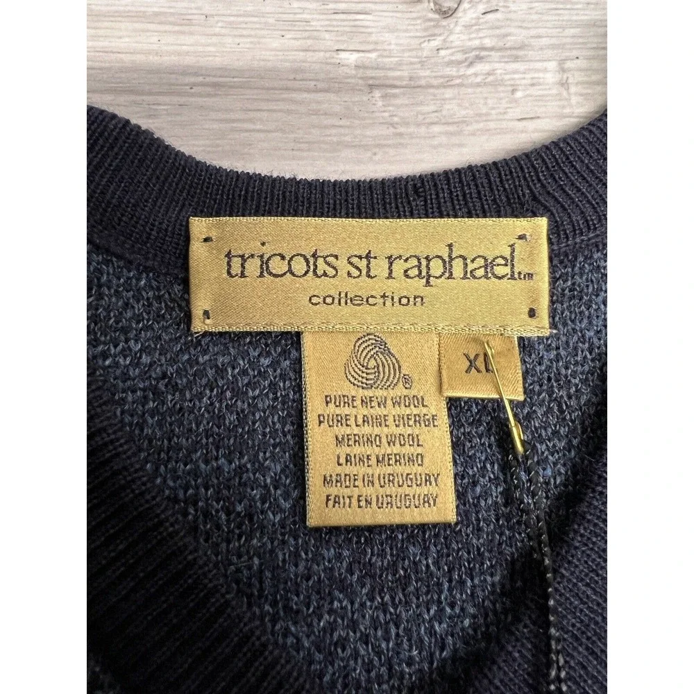 Vintage‎ Merino Wool Sweater Tricots St Raphael Preppy Cabincore Houndstooth XL